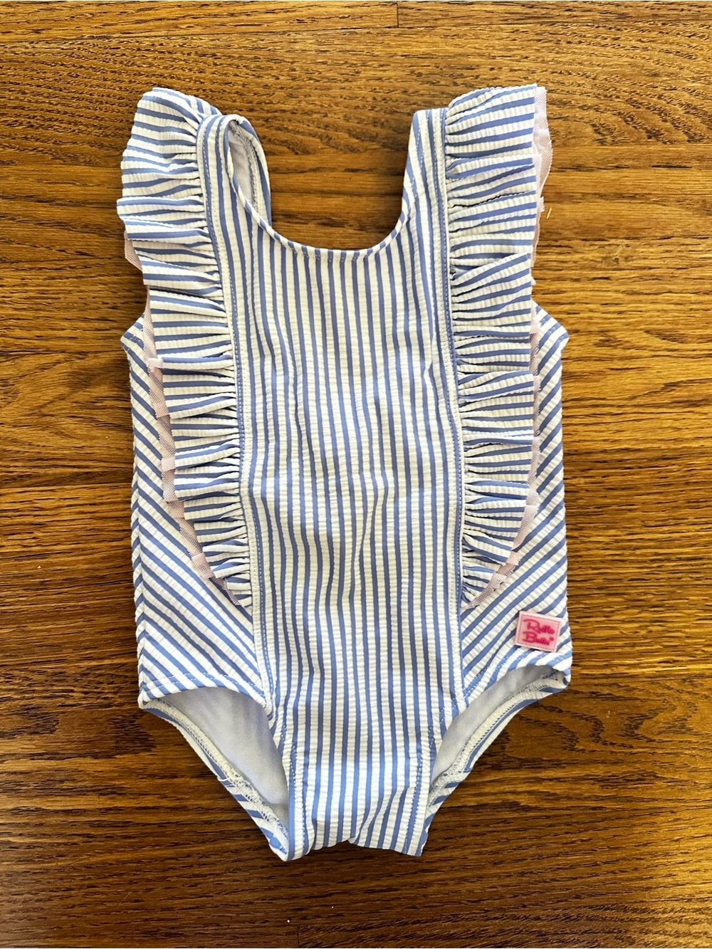 Ruffle Butts Blue and White Striped One-Piece Swimsuit